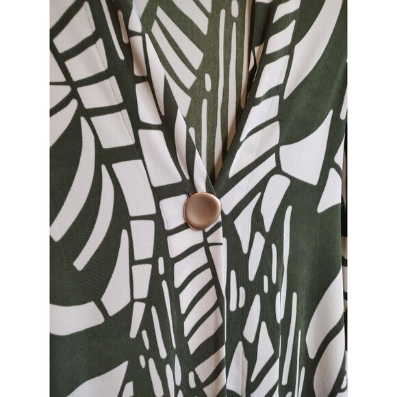 Chicos Travelers Jacket Size 1 Women Medium One Button 3/4 Sleeve Cream Green - Picture 4 of 7